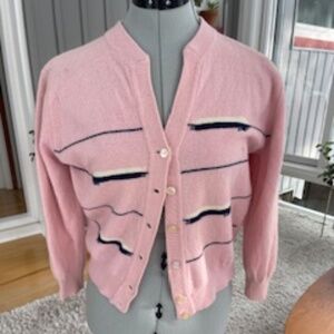 Vintage James Kenrob pink cardigan sweater - wool and Angora - S
